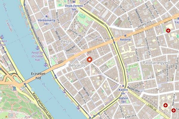 Map showing Belvárosi Disznótoros in Budapest