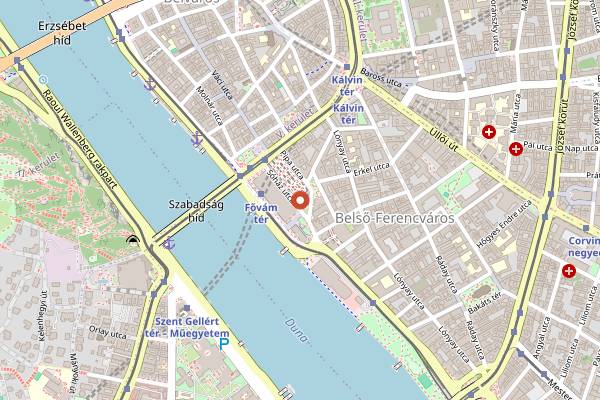 Map showing Kolbice by Kobe Sausages - Fővám Square in Budapest