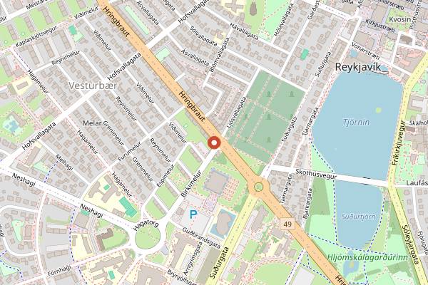 Map showing Bjornsbakari in Reykjavik