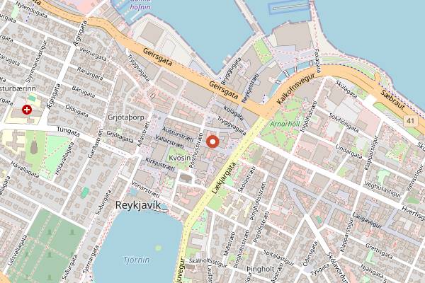 Map showing Braud and Co Austurstraeti in Reykjavik