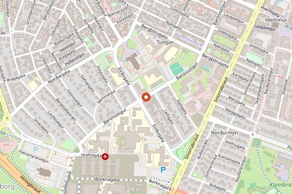 Map showing Hygge Coffee and Micro Bakery in Reykjavik