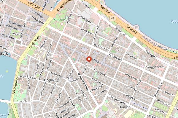 Map showing Kiki Queer Bar in Reykjavik