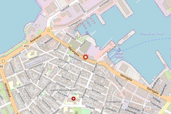 Map showing Slippbarinn in Reykjavik