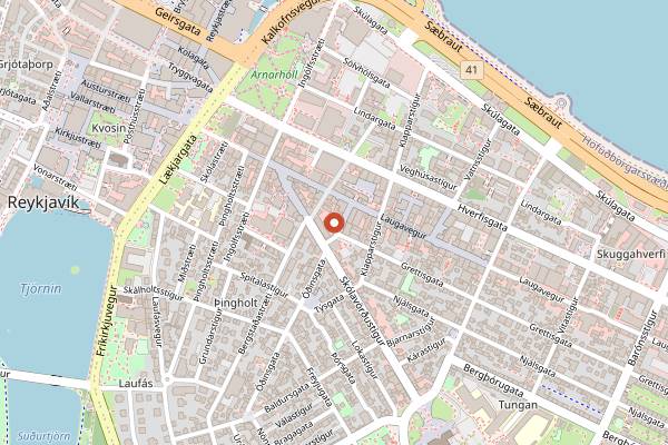 Map showing Olstofa Kormaks og Skjaldar in Reykjavik