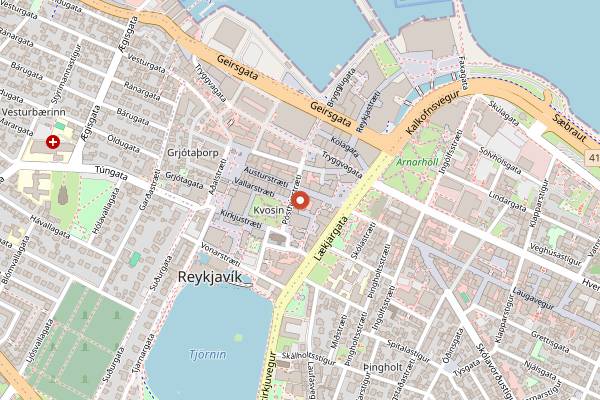 Map showing Apotek Kitchen + Bar in Reykjavik