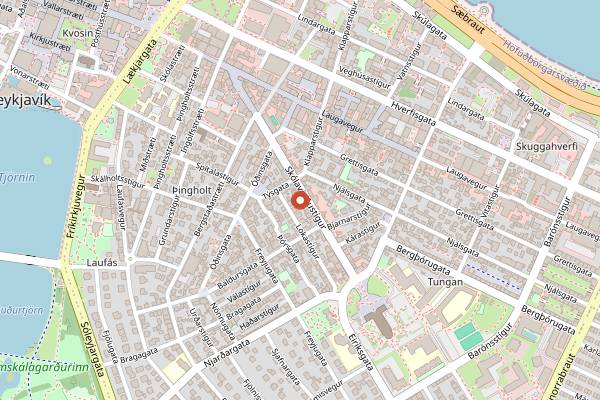 Map showing Cafe Babalu in Reykjavik