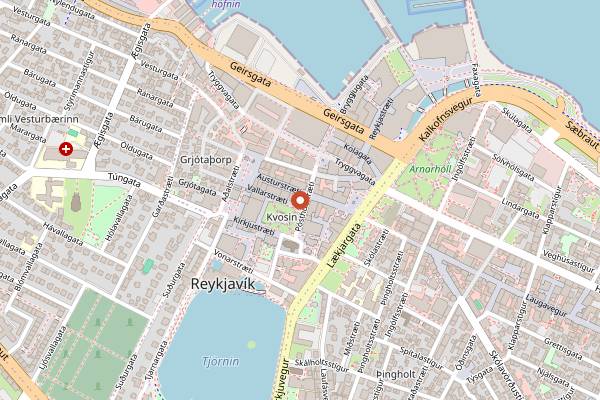 Map showing Cafe Paris in Reykjavik