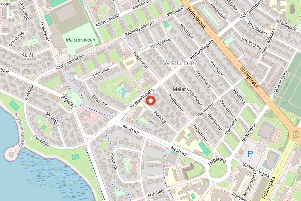 Map showing Kaffi Vest in Reykjavik