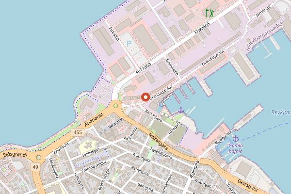 Map showing Flatey Pizza in Reykjavik