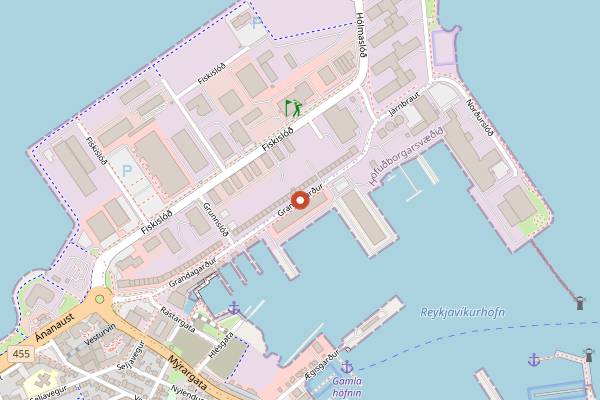 Map showing Grandi Matholl in Reykjavik