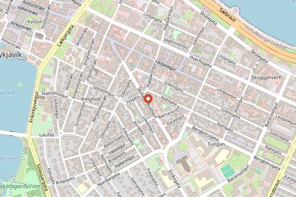 Map showing Krua Thai in Reykjavik