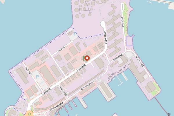 Map showing Kaffibrugghusid in Reykjavik