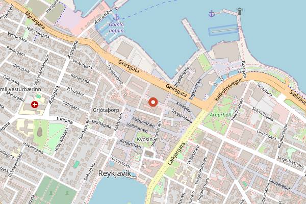Map showing Baejarins Beztu Pylsur in Reykjavik