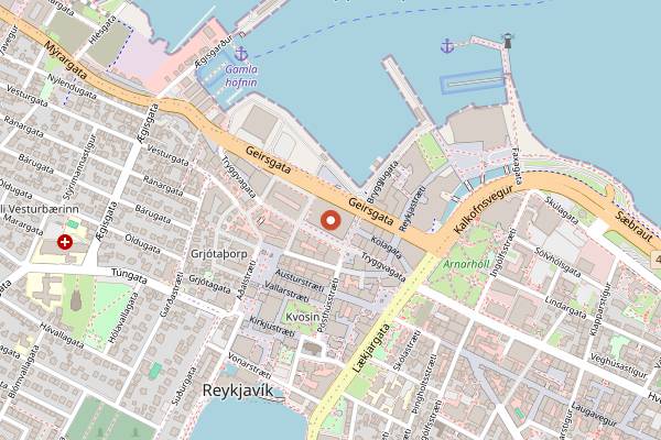 Map showing Kolaportid in Reykjavik