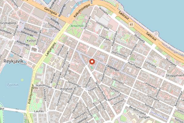 Map showing Kaffibarinn in Reykjavik
