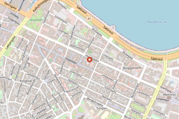 Map showing Austur-Indiafjelagid in Reykjavik