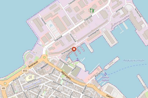 Map showing Kaffivagninn in Reykjavik