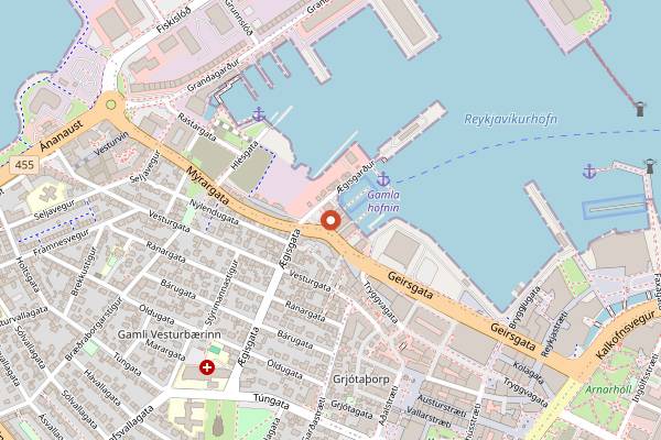 Map showing Kopar in Reykjavik