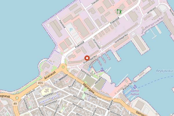 Map showing Fish and Chips Vagninn in Reykjavik