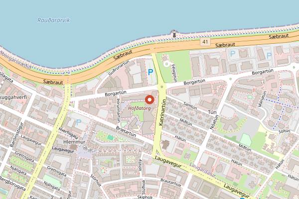 Map showing Hamborgarafabrikkan in Reykjavik