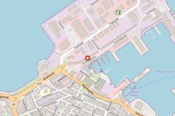 Map showing Valdis in Reykjavik