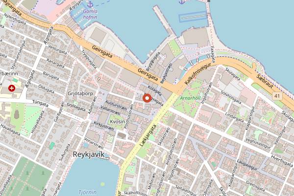 Map showing Konsulat Wine Room in Reykjavik
