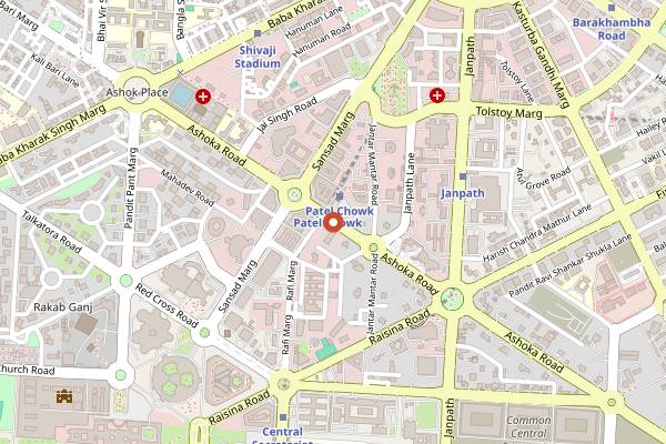 Map showing Andhra Bhavan in Delhi