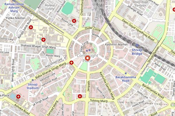 Map showing Gurdwara Bangla Sahib Langar in Delhi
