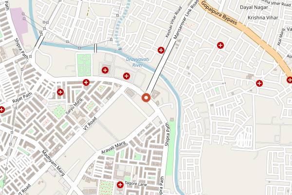 Map showing The Pink Bar (Hyatt Regency Jaipur Mansarovar) in Jaipur