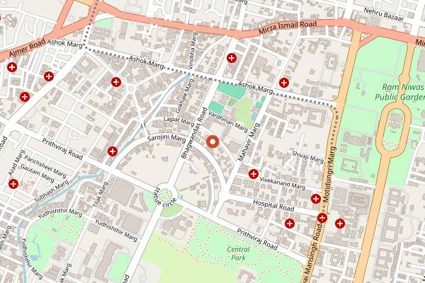 Map showing Chapter One Cafe in Jaipur