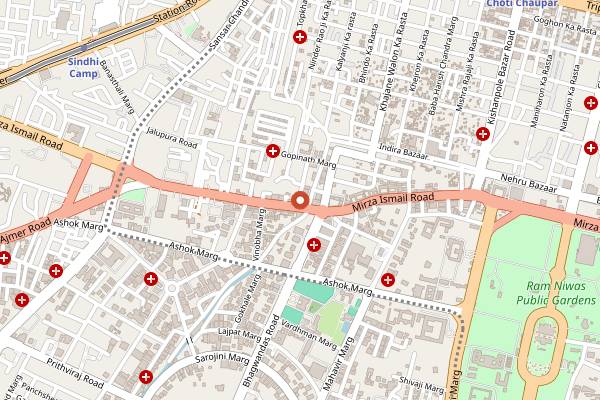 Map showing Indian Coffee House (MI Road) in Jaipur