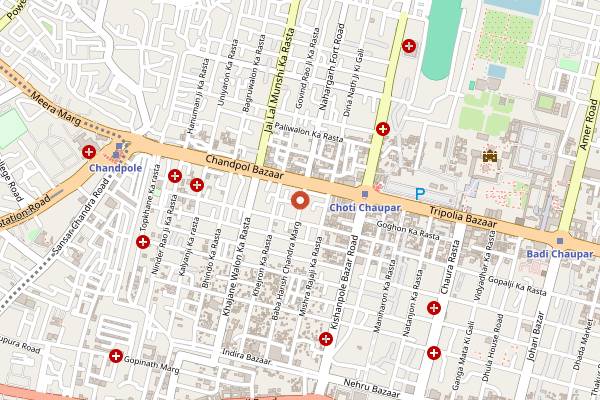 Map showing Shree Prajeet Chaat Bhandar in Jaipur