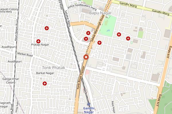 Map showing Sodhani Sweets (Bapu Nagar) in Jaipur