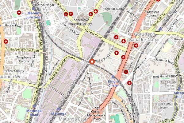 Map showing Cafe Madras in Mumbai