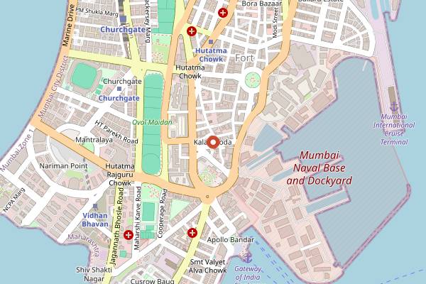 Map showing Kala Ghoda Arts Festival in Mumbai