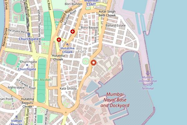 Map showing Fort and Ballard Estate Food History Walk in Mumbai