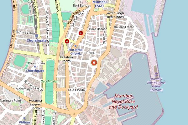 Map showing South Mumbai Heritage Food Walk in Mumbai