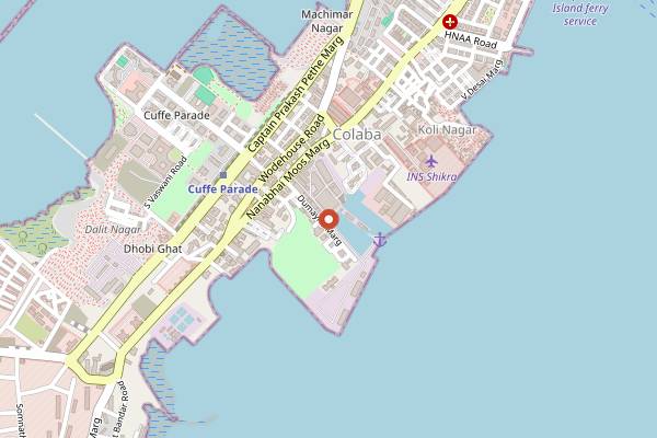 Map showing Sassoon Dock Fish Market in Mumbai