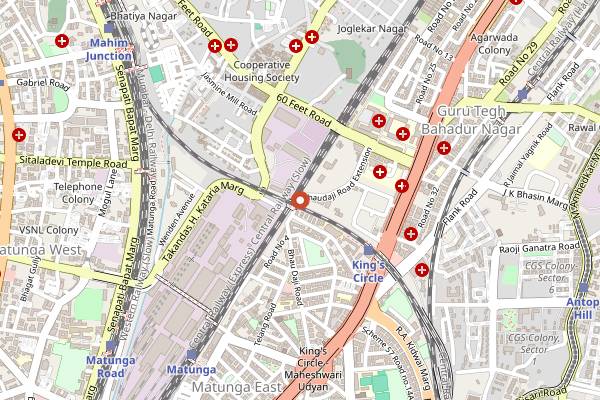 Map showing Cafe Madras in Mumbai