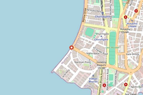 Map showing Marine Drive Bhutta and Chai Carts in Mumbai
