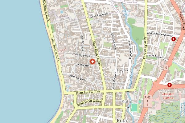 Map showing Warung Indonesia (Kuta) in Bali