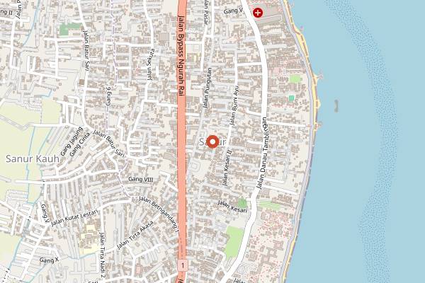 Map showing Kaluma Sanur in Bali