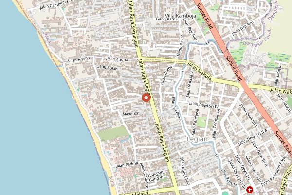 Map showing Coffee Cartel Roastery (Legian) in Bali