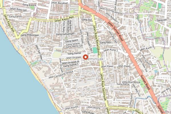 Map showing The Koop Roaster & Cafe in Bali