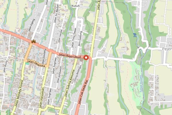 Map showing Casa Luna Cooking School in Bali