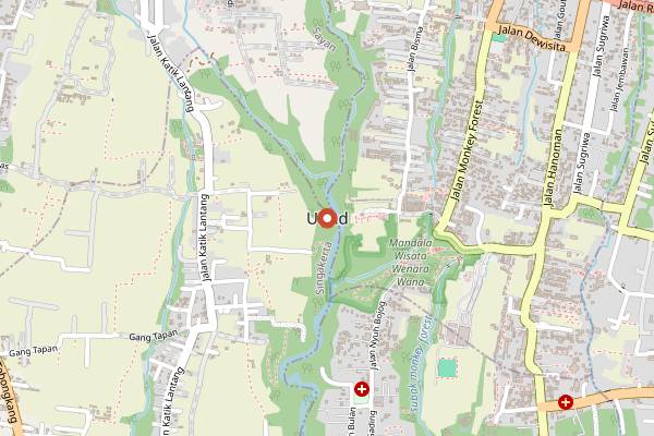 Map showing Zest Ubud in Bali
