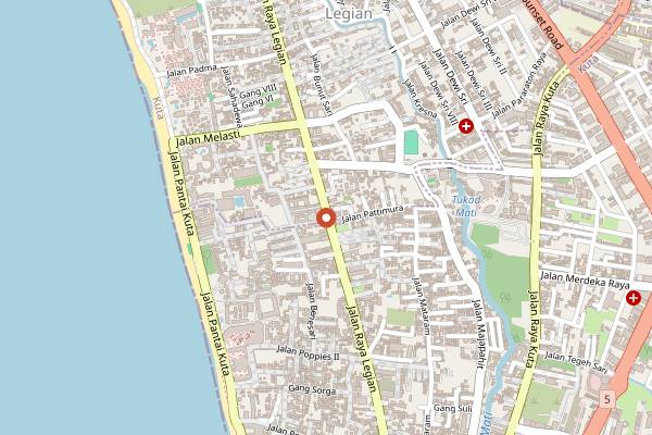 Map showing Mama's German Restaurant in Bali