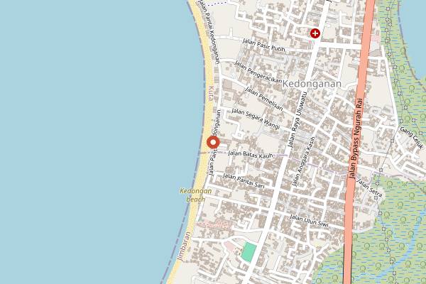 Map showing Kedonganan Fish Market in Bali