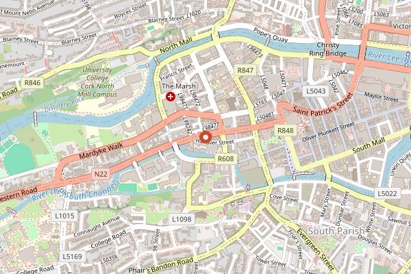 Map showing Costigan's Pub in Cork