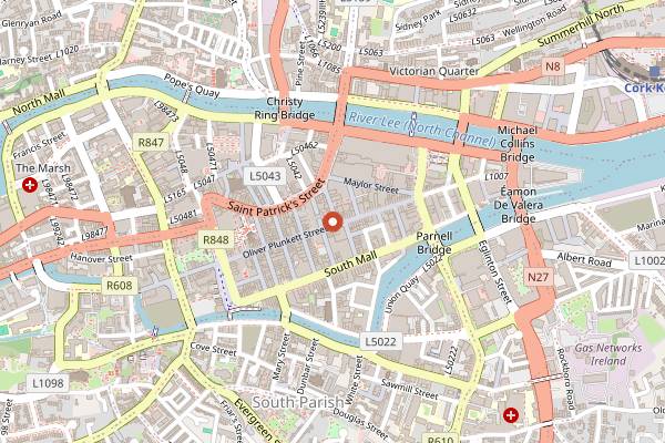 Map showing The Hi-B Bar in Cork